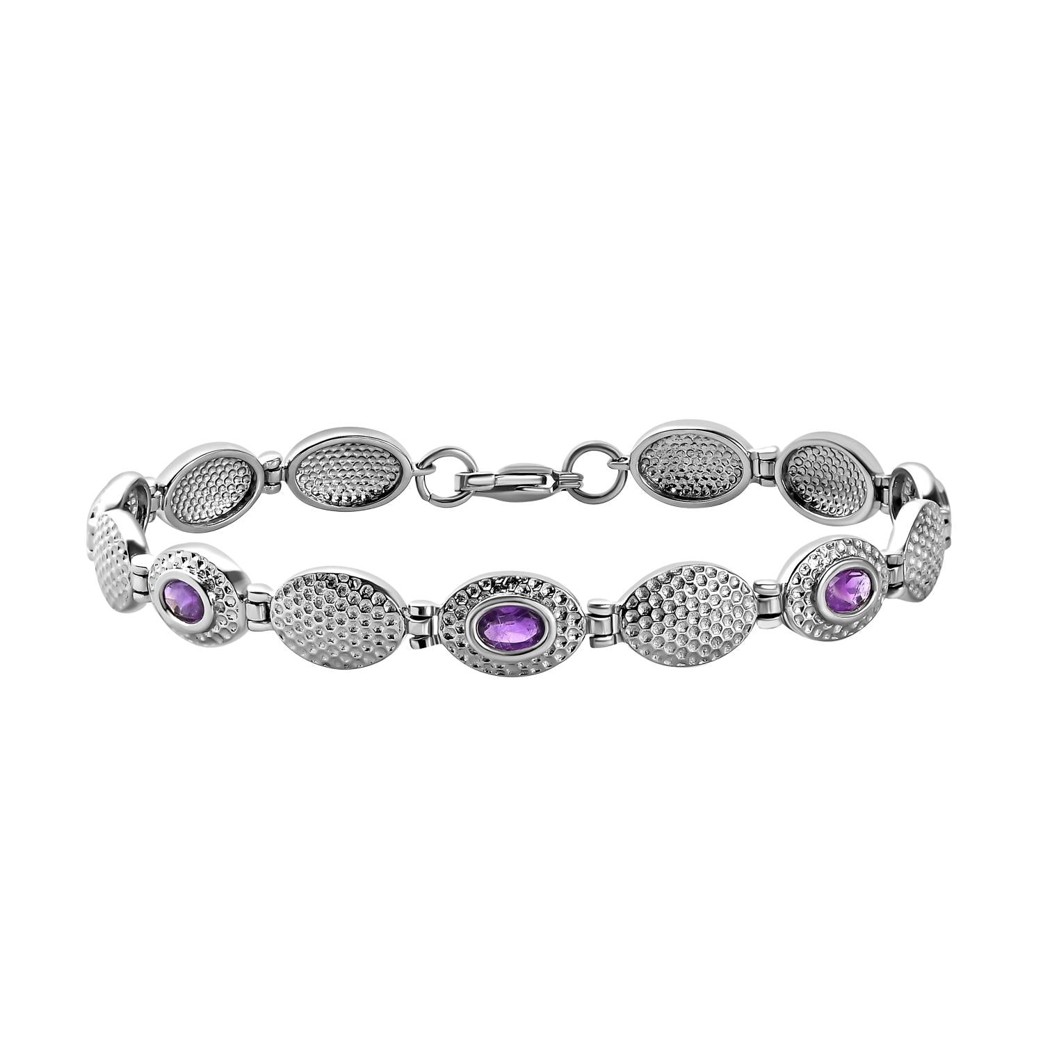Afrikanisches Amethyst Armband, ca. 20 cm, Edelstahl ca. 2,15 ct