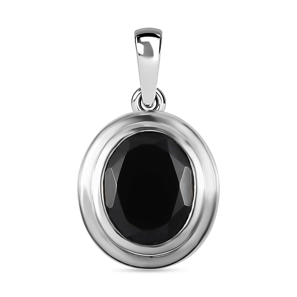 Schwarzer Spinell Anhänger, Messing platiniert ca. 3.57 ct
