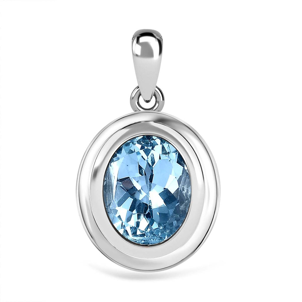 Himmelblauer Topas Anhänger, Messing platiniert ca. 4.36 ct