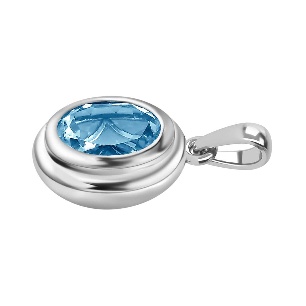 Himmelblauer Topas Anhänger, Messing platiniert ca. 4.36 ct