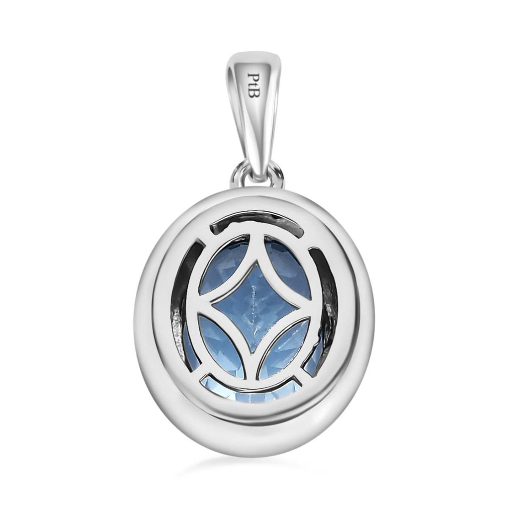 Himmelblauer Topas Anhänger, Messing platiniert ca. 4.36 ct