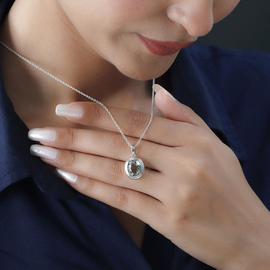Prasiolith-Anhänger, Messing platiniert ca. 3,19 ct