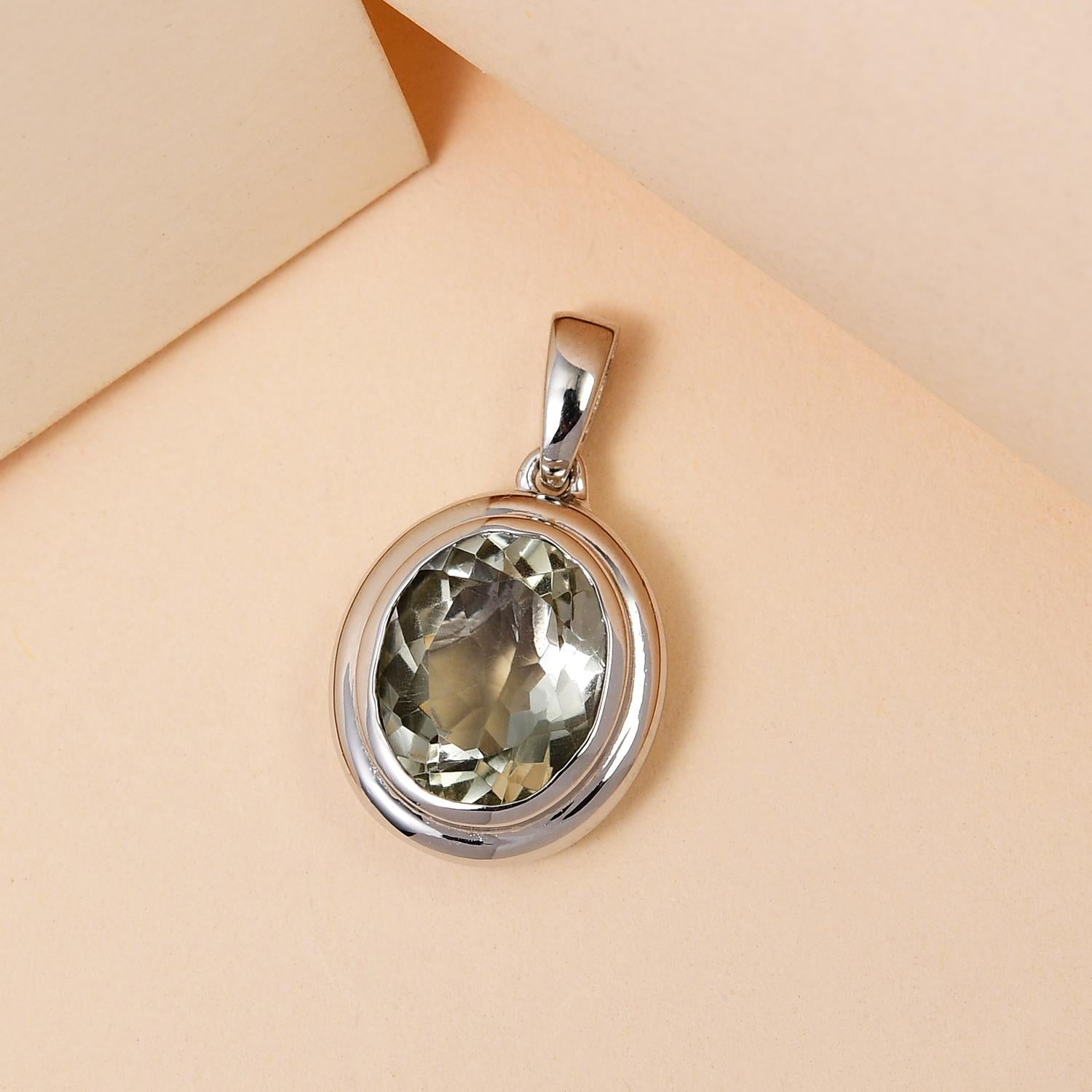 Prasiolith-Anhänger, Messing platiniert ca. 3,19 ct