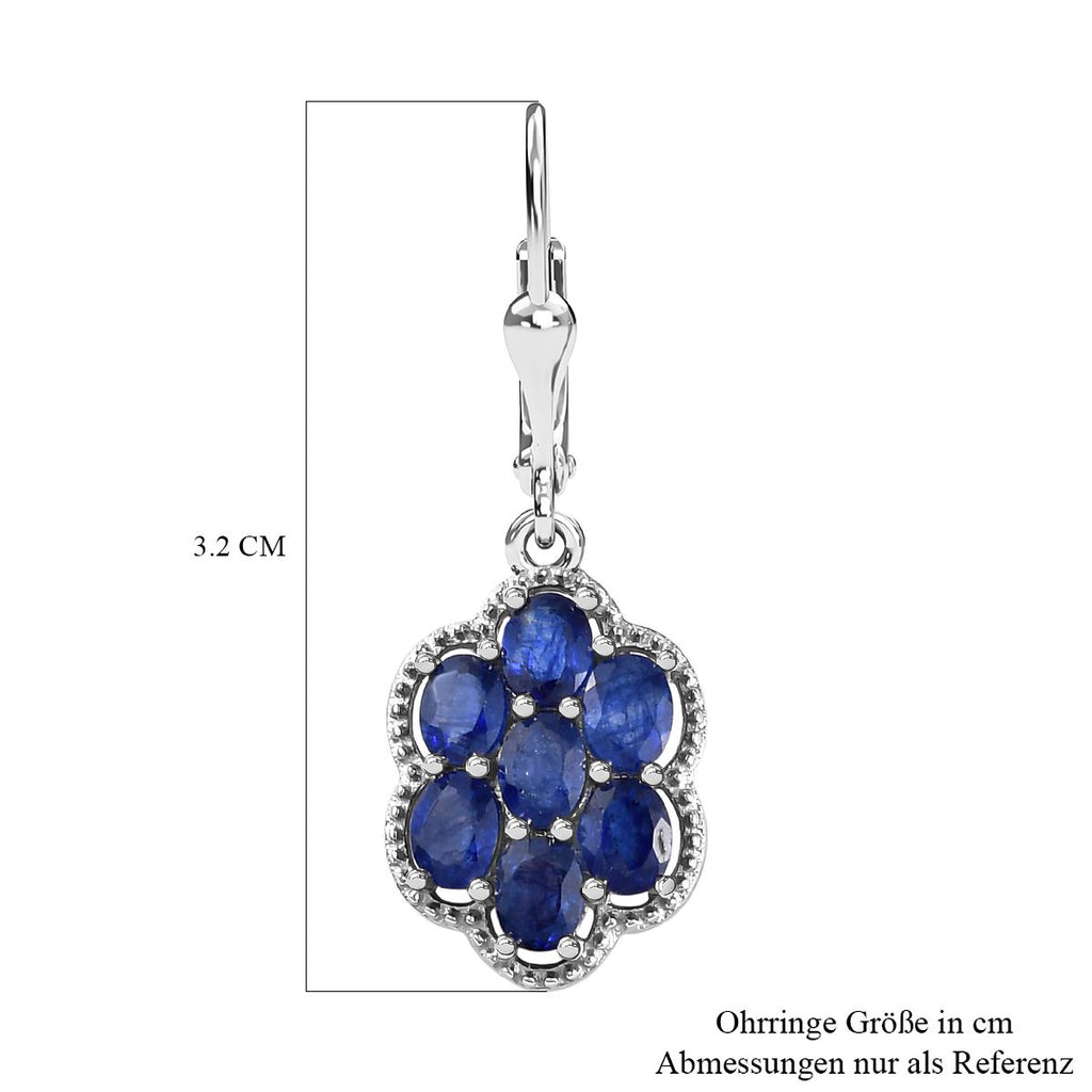 Masoala Saphir (Fissure gefüllt)-Ohrringe, 925 Silber platiniert ca. 3.82 ct