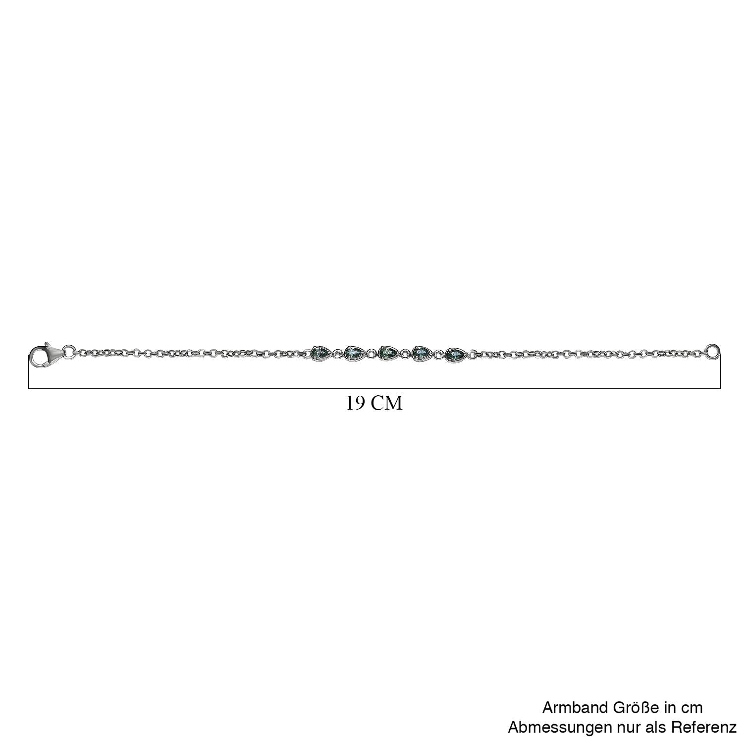 Grünes Saphir-Armband, ca. 19 cm, 925 Silber platiniert ca. 1.39 ct