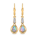 Natürliche, äthiopische Welo Opal und weiße Zirkon-Ohrhänger - 0,90 ct.