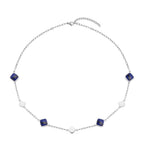 Lapislazuli Halskette, ca. 50 cm, Edelstahl ca. 32.00 ct
