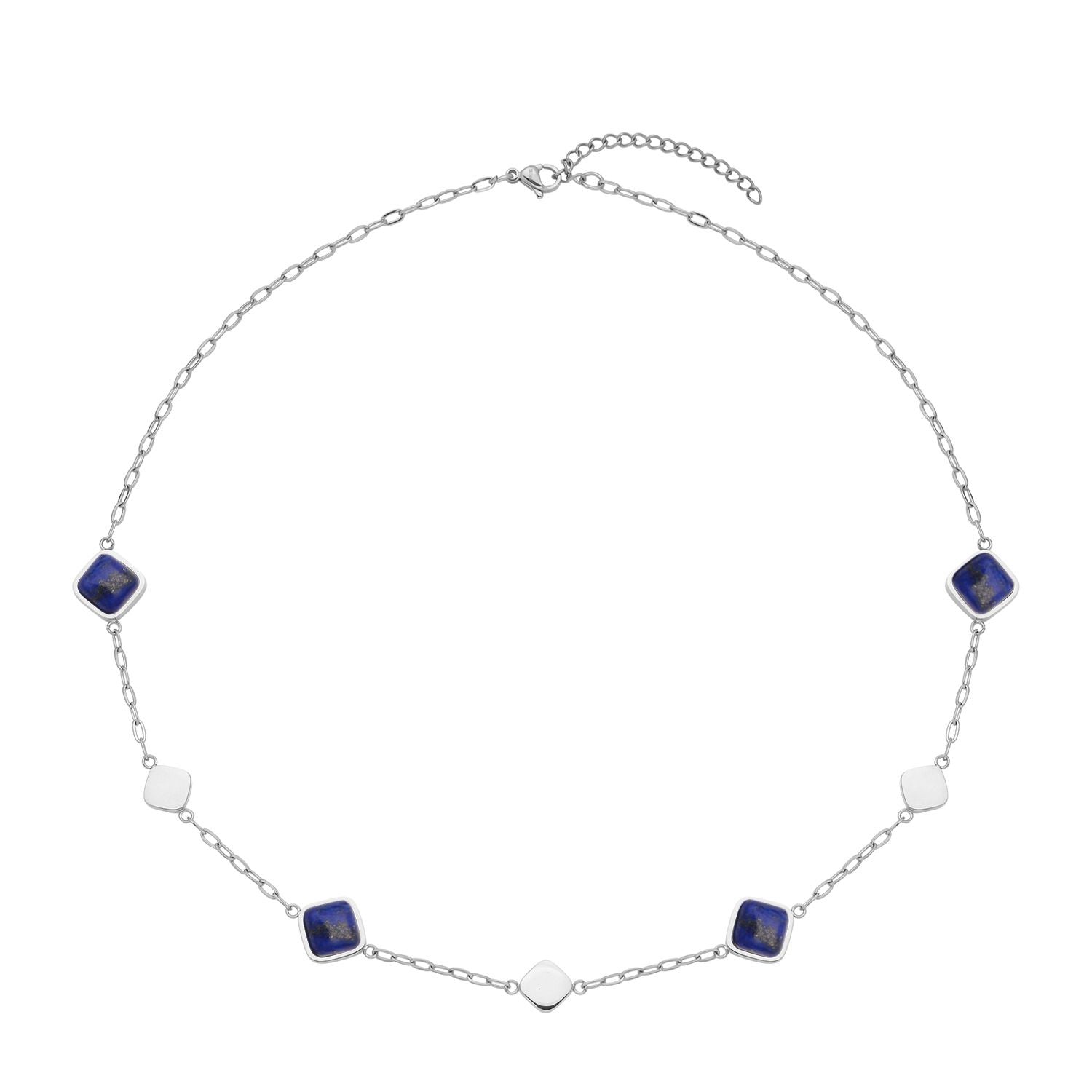 Lapislazuli Halskette, ca. 50 cm, Edelstahl ca. 32.00 ct