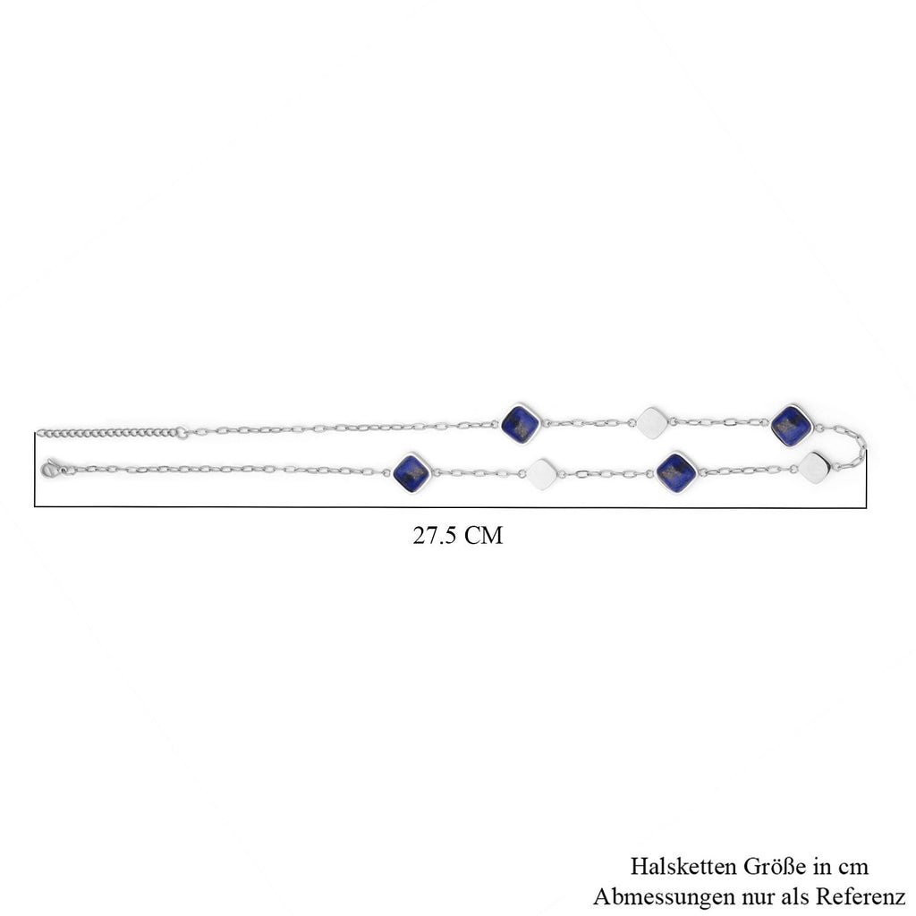 Lapislazuli Halskette, ca. 50 cm, Edelstahl ca. 32.00 ct