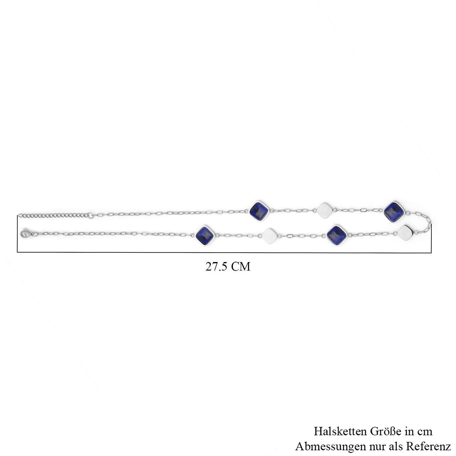 Lapislazuli Halskette, ca. 50 cm, Edelstahl ca. 32.00 ct