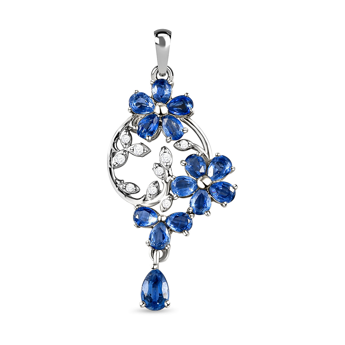 Kaschmir Kyanit-Anhänger, 925 Silber platiniert ca. 3.33 ct