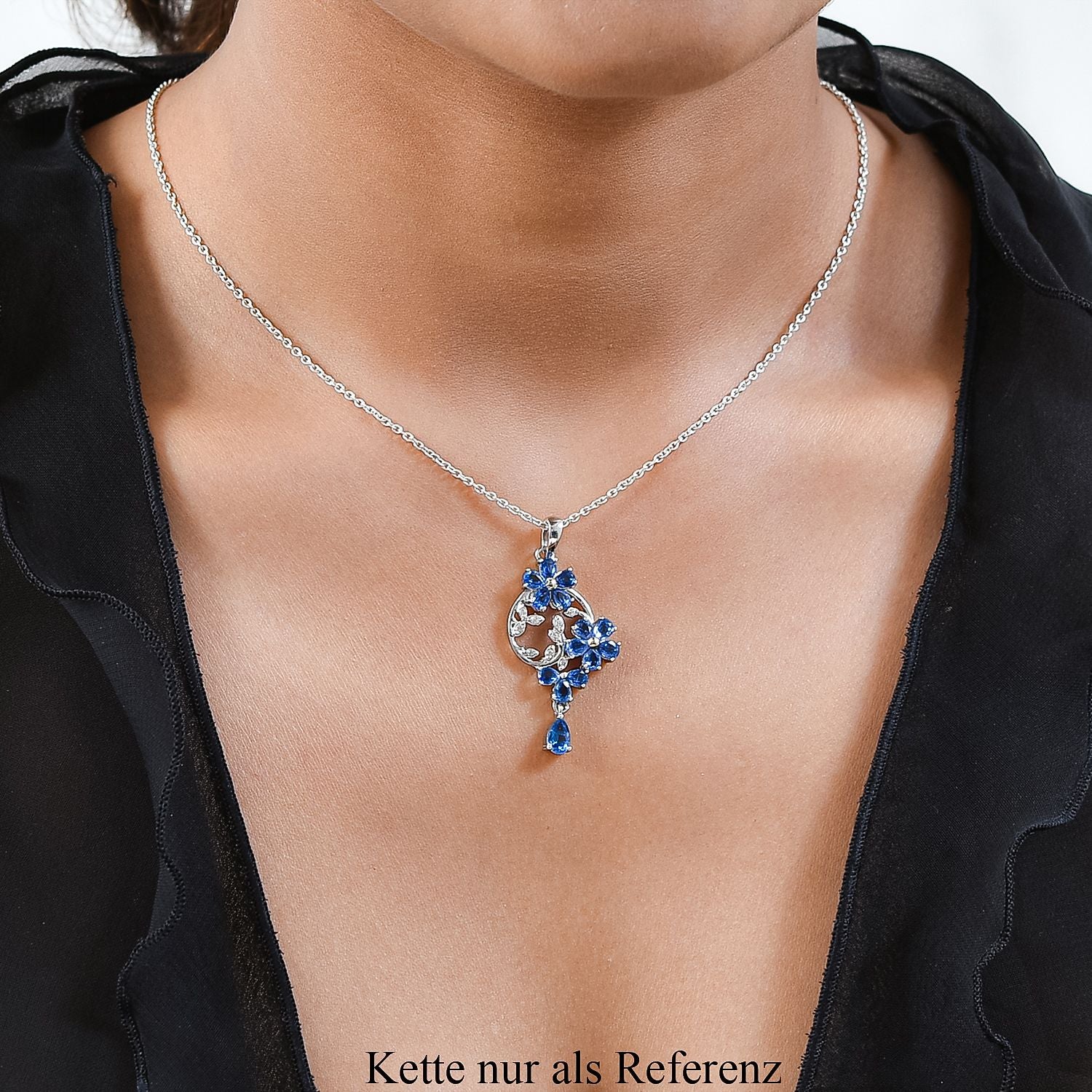 Kaschmir Kyanit-Anhänger, 925 Silber platiniert ca. 3.33 ct