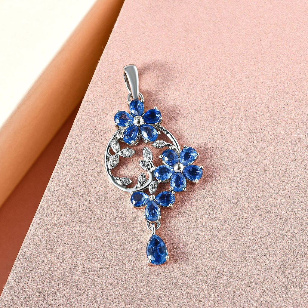 Kaschmir Kyanit-Anhänger, 925 Silber platiniert ca. 3.33 ct