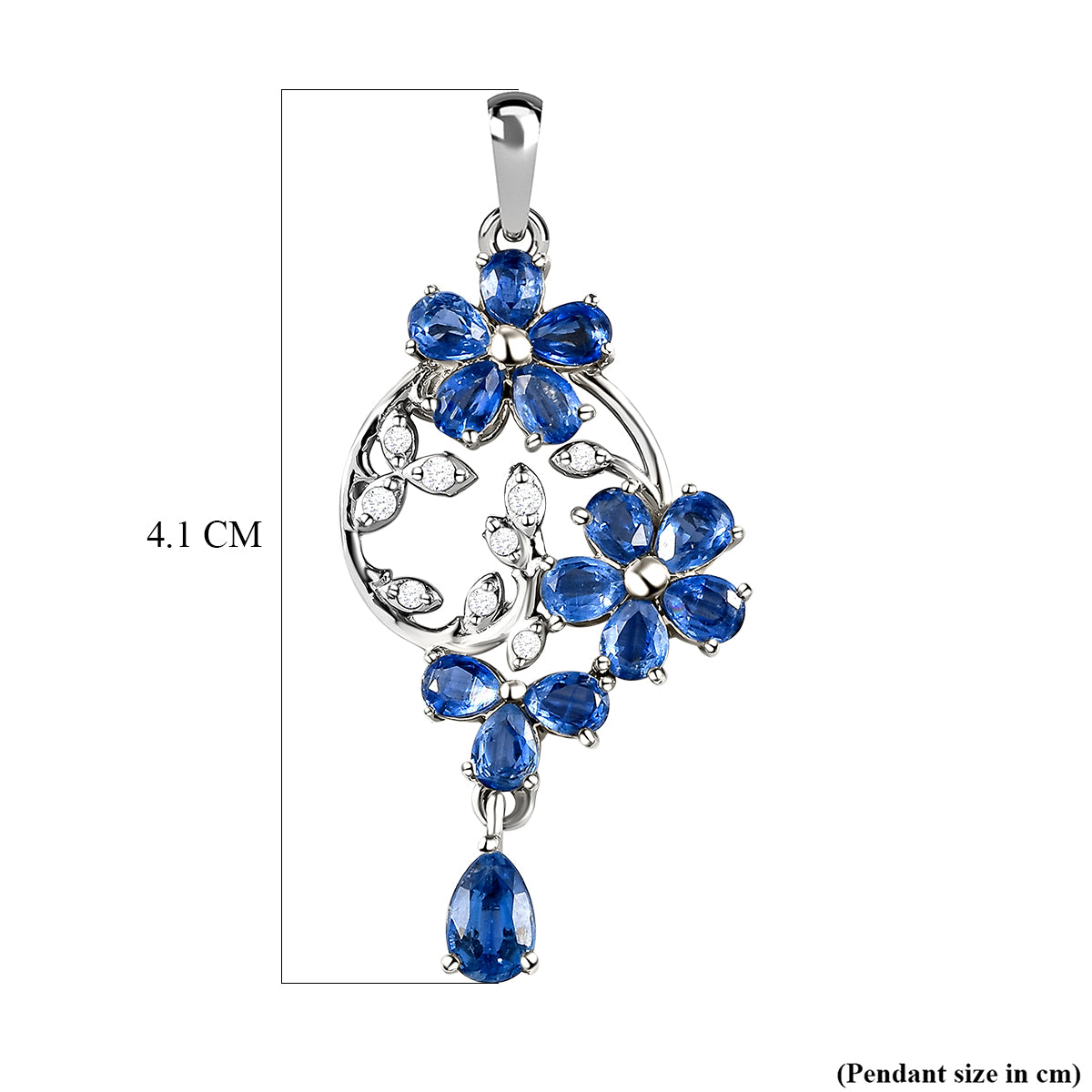 Kaschmir Kyanit-Anhänger, 925 Silber platiniert ca. 3.33 ct
