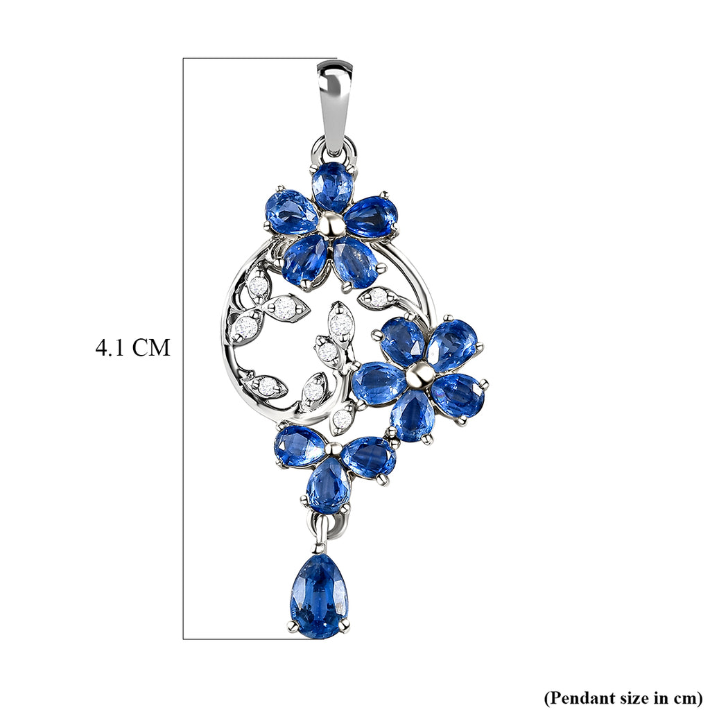 Kaschmir Kyanit-Anhänger, 925 Silber platiniert ca. 3.33 ct