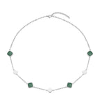 Grüne Aventurin Halskette, ca. 50 cm, Edelstahl ca. 32.00 ct