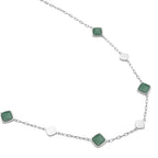 Grüne Aventurin Halskette, ca. 50 cm, Edelstahl ca. 32.00 ct