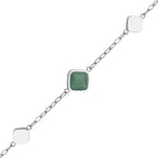 Grüne Aventurin Halskette, ca. 50 cm, Edelstahl ca. 32.00 ct