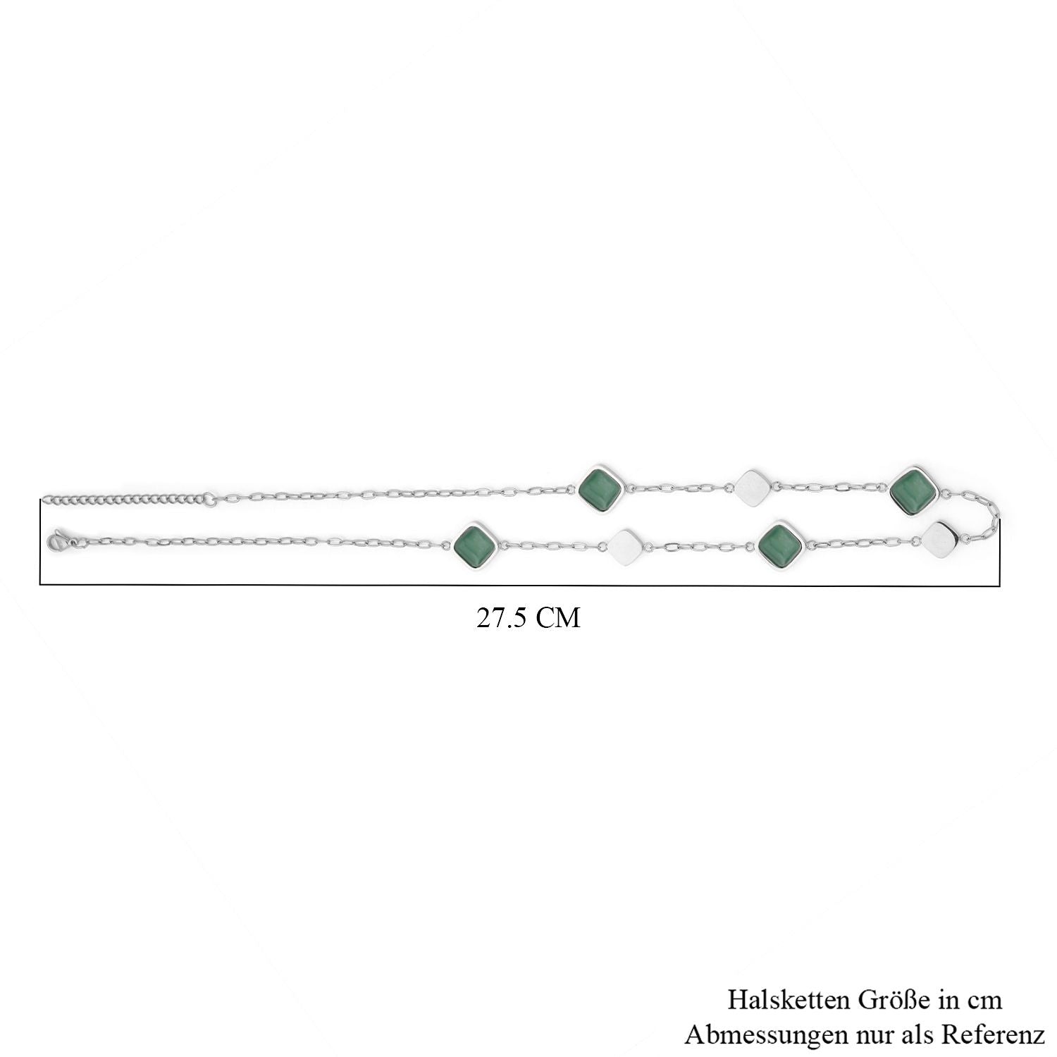 Grüne Aventurin Halskette, ca. 50 cm, Edelstahl ca. 32.00 ct