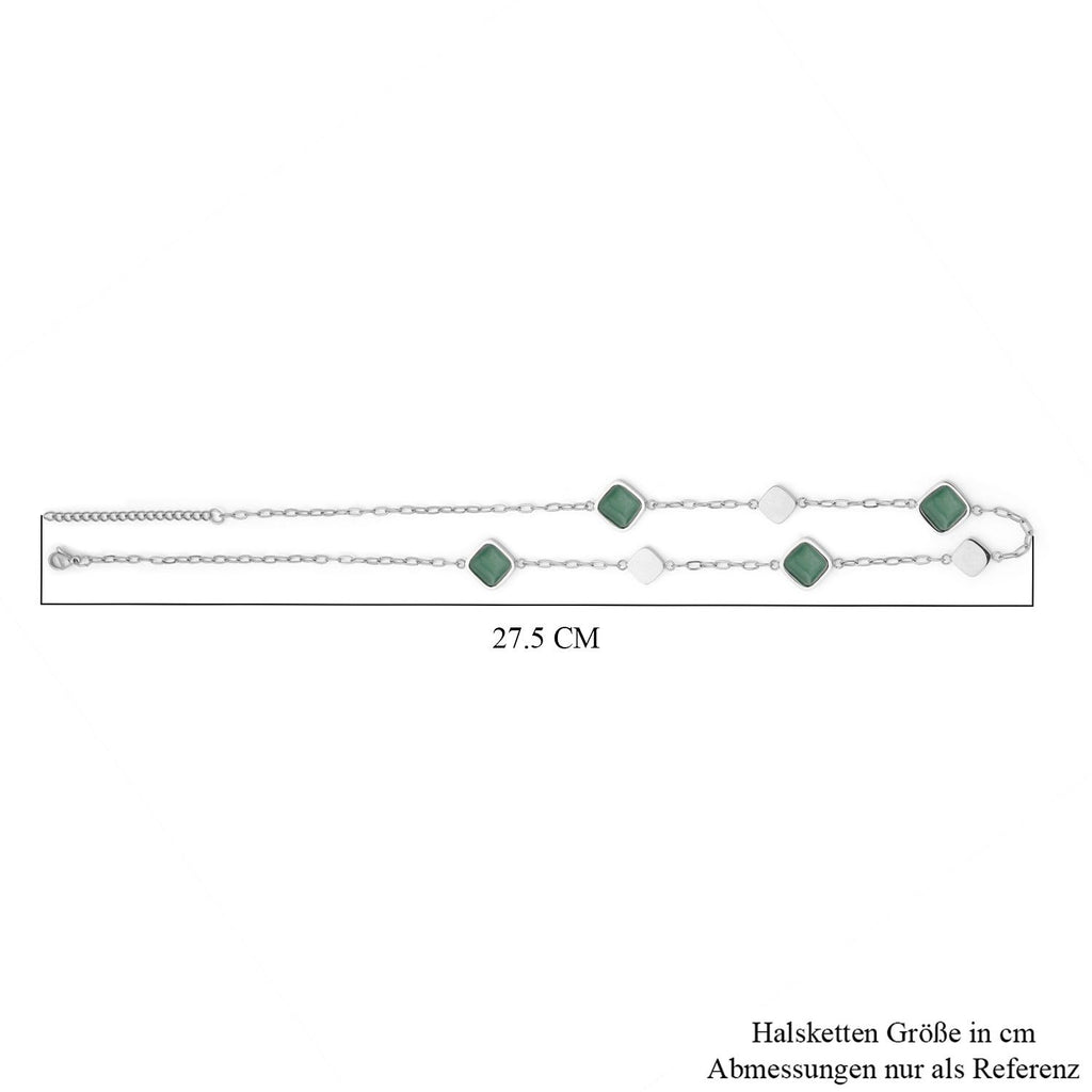 Grüne Aventurin Halskette, ca. 50 cm, Edelstahl ca. 32.00 ct