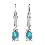 Natürliche, äthiopische Welo Opal Ohrringe, 925 Silber platiniert ca. 0.62 ct