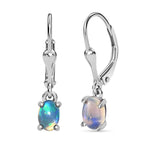 Natürliche, äthiopische Welo Opal Ohrringe, 925 Silber platiniert ca. 0.62 ct