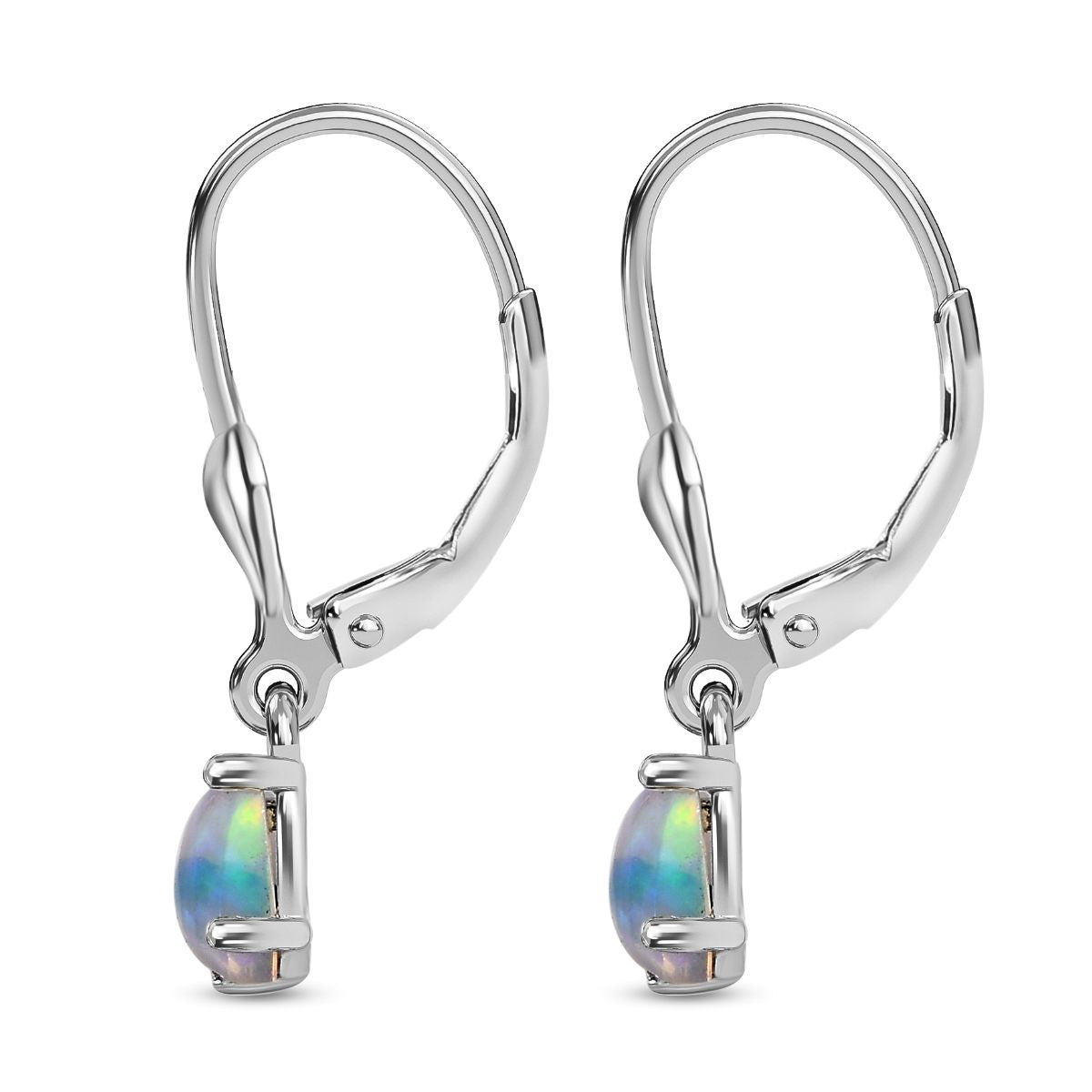 Natürliche, äthiopische Welo Opal Ohrringe, 925 Silber platiniert ca. 0.62 ct