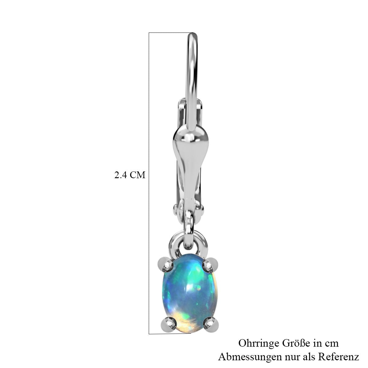 Natürliche, äthiopische Welo Opal Ohrringe, 925 Silber platiniert ca. 0.62 ct