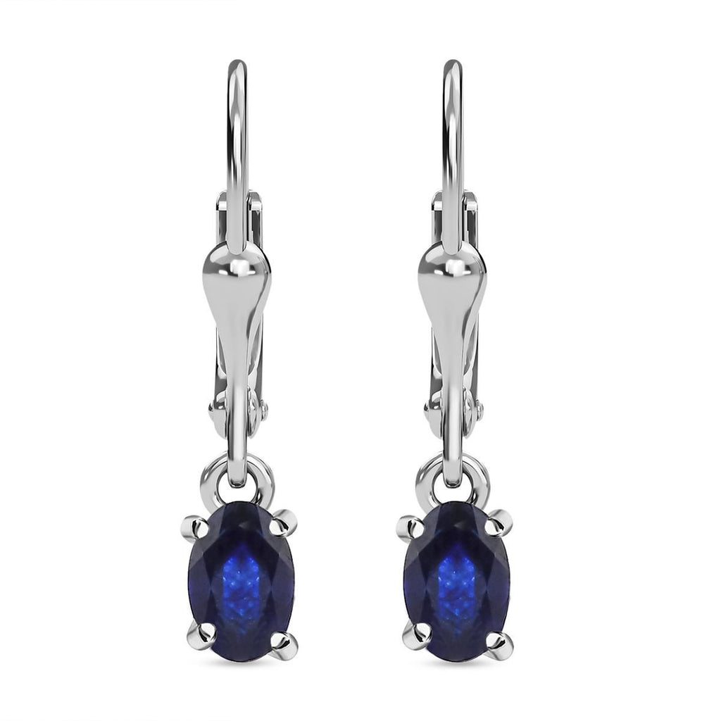 Masoala Saphir Ohrringe, (Fissure gefüllt), 925 Silber platiniert ca. 1.32 ct