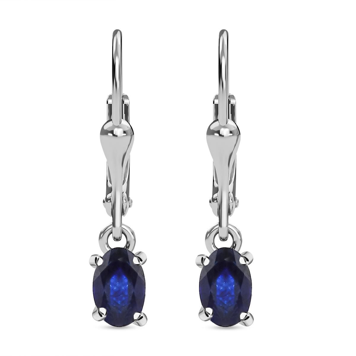 Masoala Saphir Ohrringe, (Fissure gefüllt), 925 Silber platiniert ca. 1.32 ct