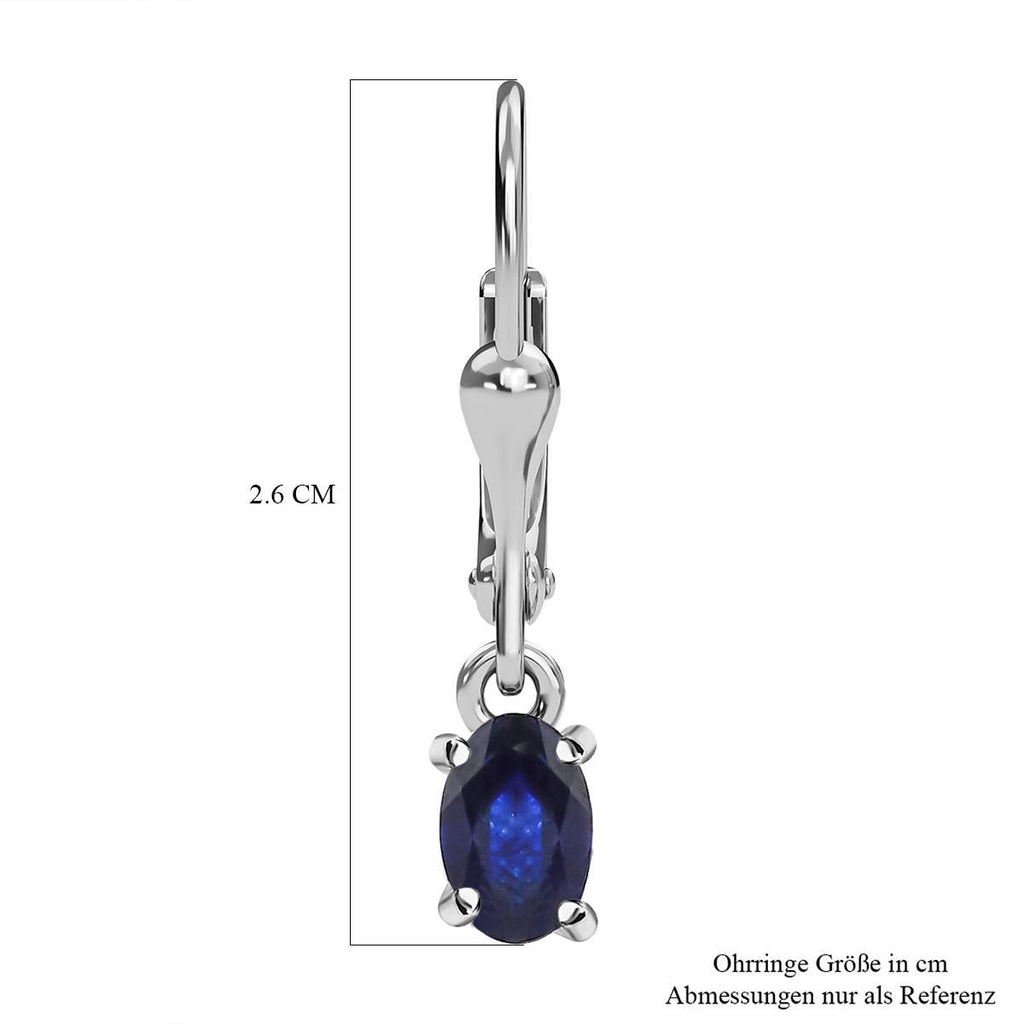 Masoala Saphir Ohrringe, (Fissure gefüllt), 925 Silber platiniert ca. 1.32 ct
