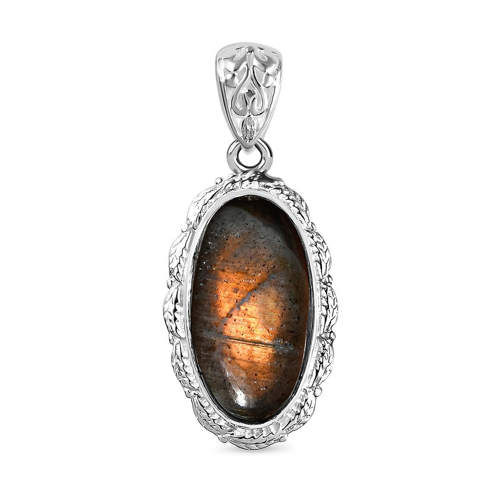 Feuer Labradorit Anhänger, 925 Silber ca. 9.43 ct