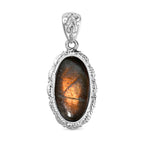 Feuer Labradorit Anhänger, 925 Silber ca. 9.43 ct