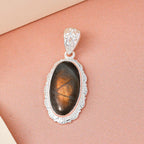 Feuer Labradorit Anhänger, 925 Silber ca. 9.43 ct