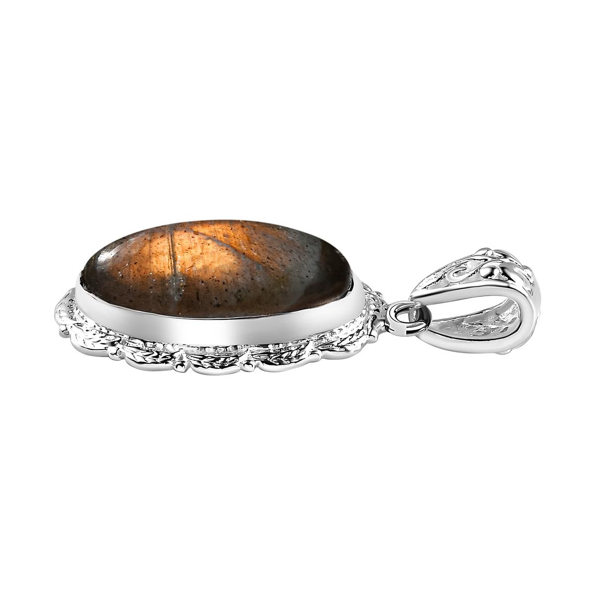Feuer Labradorit Anhänger, 925 Silber ca. 9.43 ct