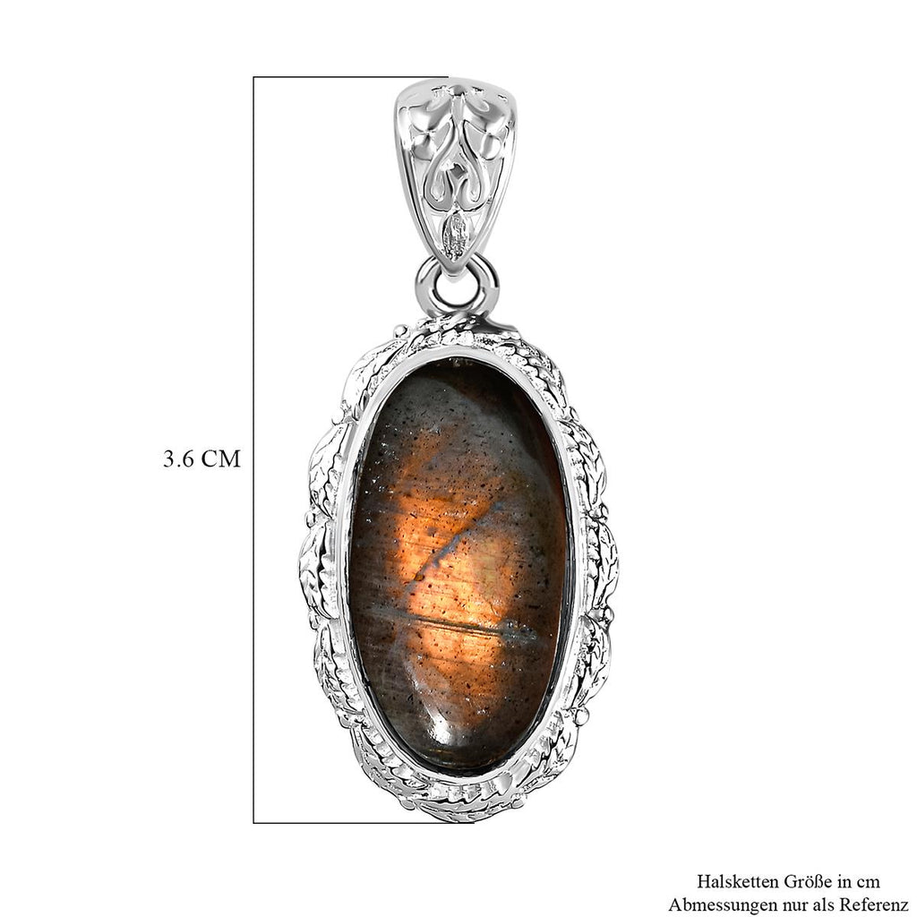 Feuer Labradorit Anhänger, 925 Silber ca. 9.43 ct