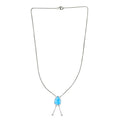 Larimar Halskette ca. 45 cm 925 Silber platiniert ca. 8.92 ct