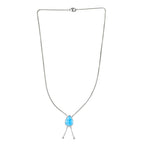 Larimar Halskette ca. 45 cm 925 Silber platiniert ca. 8.92 ct