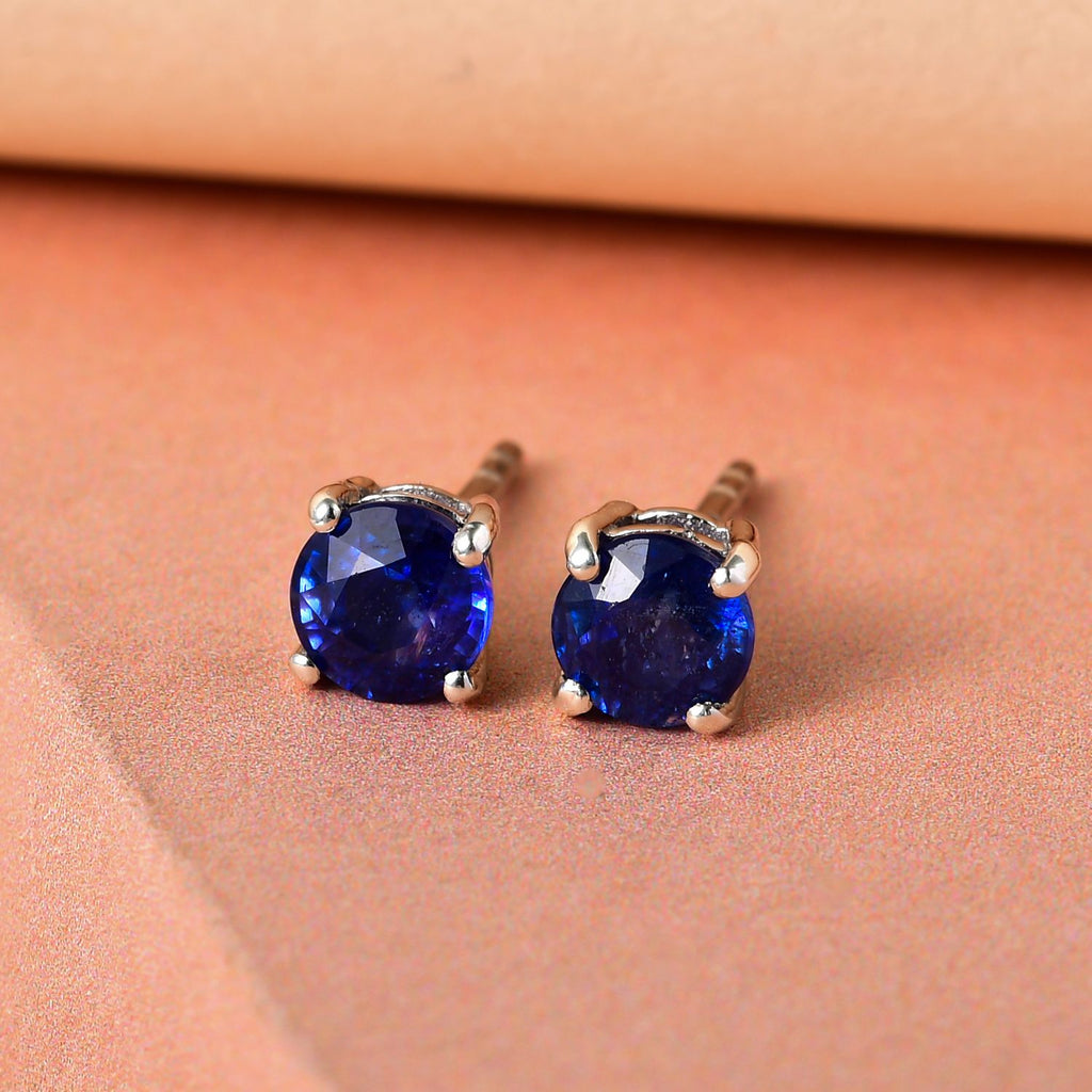 Masoala Saphir (Fissure gefüllt)-Ohrringe, 925 Silber platiniert ca. 1.26 ct