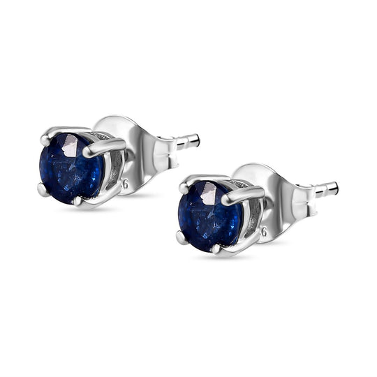Masoala Saphir (Fissure gefüllt)-Ohrringe, 925 Silber platiniert ca. 1.26 ct