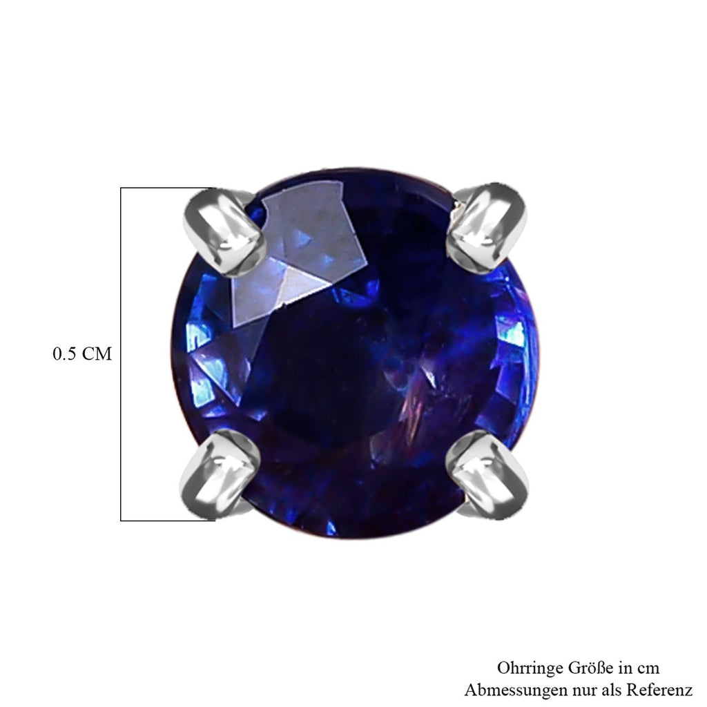 Masoala Saphir (Fissure gefüllt)-Ohrringe, 925 Silber platiniert ca. 1.26 ct