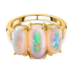 Natürlicher, äthiopischer Welo Opal Ring, 925 Silber Gelbgold Vermeil (Größe 21.00) ca. 3.72 ct