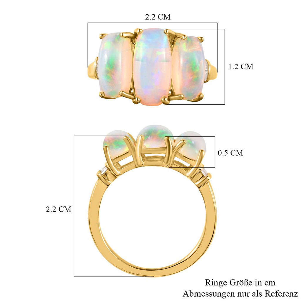 Natürlicher, äthiopischer Welo Opal Ring, 925 Silber Gelbgold Vermeil (Größe 21.00) ca. 3.72 ct