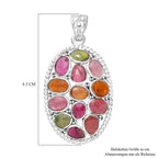 Natürlicher mehrfarbiger Turmalin Anhänger, 925 Silber platiniert ca. 4.97 ct