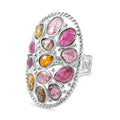 Natürlicher Mehrfach-Turmalin Ring, 925 Silber (Größe 16.00) ca. 5.46 ct