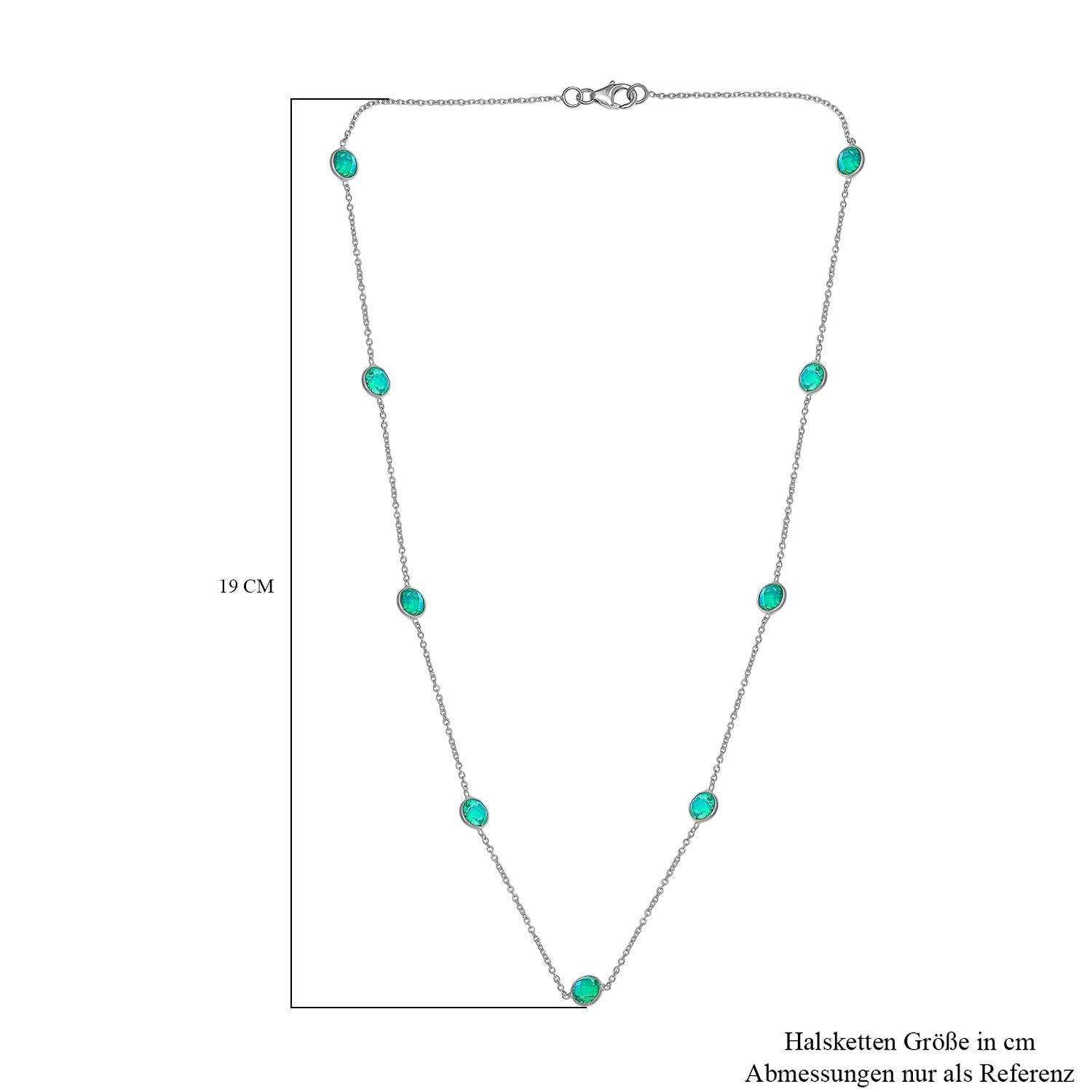 Pfau Triplette Quarz Halskette, ca. 50 cm, 925 Silber platiniert ca. 8.74 ct