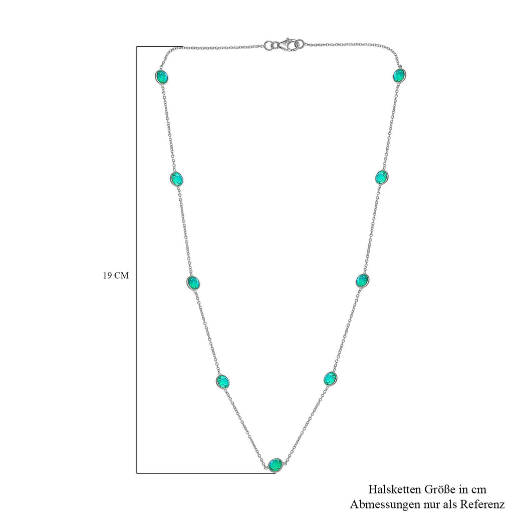 Pfau Triplette Quarz Halskette, ca. 50 cm, 925 Silber platiniert ca. 8.74 ct