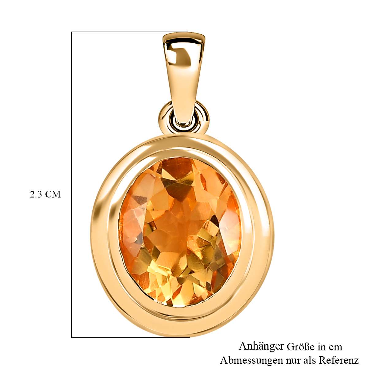 Citrin Anhänger, Messing vergoldet ca. 3.30 ct