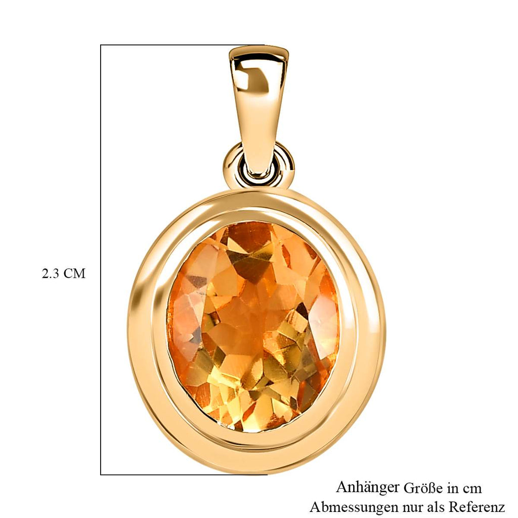 Citrin Anhänger, Messing vergoldet ca. 3.30 ct