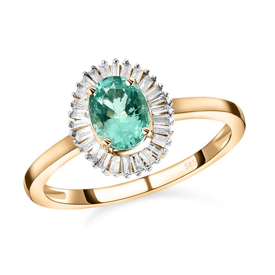 AAA Kolumbianischer Smaragd, Weißer Diamant Ring 585 Gold ca. 0,85 ct